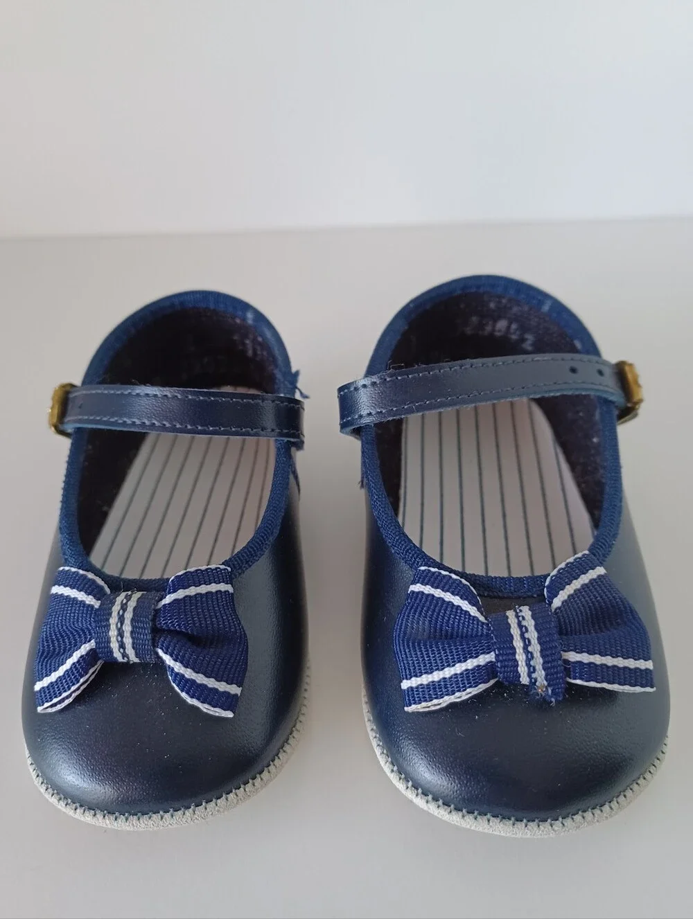 Vintage‎ 90s Baby Shoes Size 2 Blue And White With Bow Buckle Footwear Kids